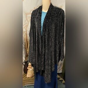 Like New Ruby Rd Black Zebra Burnout Velvet Cocktail Long-sleeve Wrap Coverup 3X